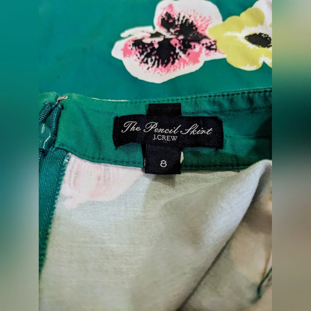J. Crew Tropical Floral The Pencil Skirt sz 8 - Picture 7 of 11